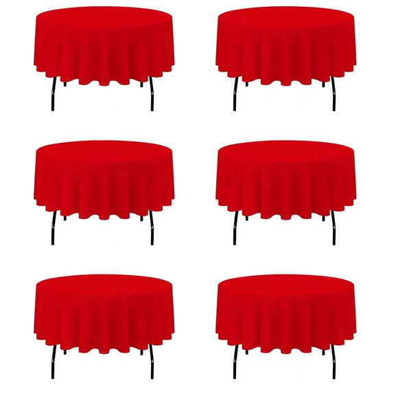 Round 70” Red Tablecloth Water and Stain Resistant pack of 6 New - Picture 1 of 5